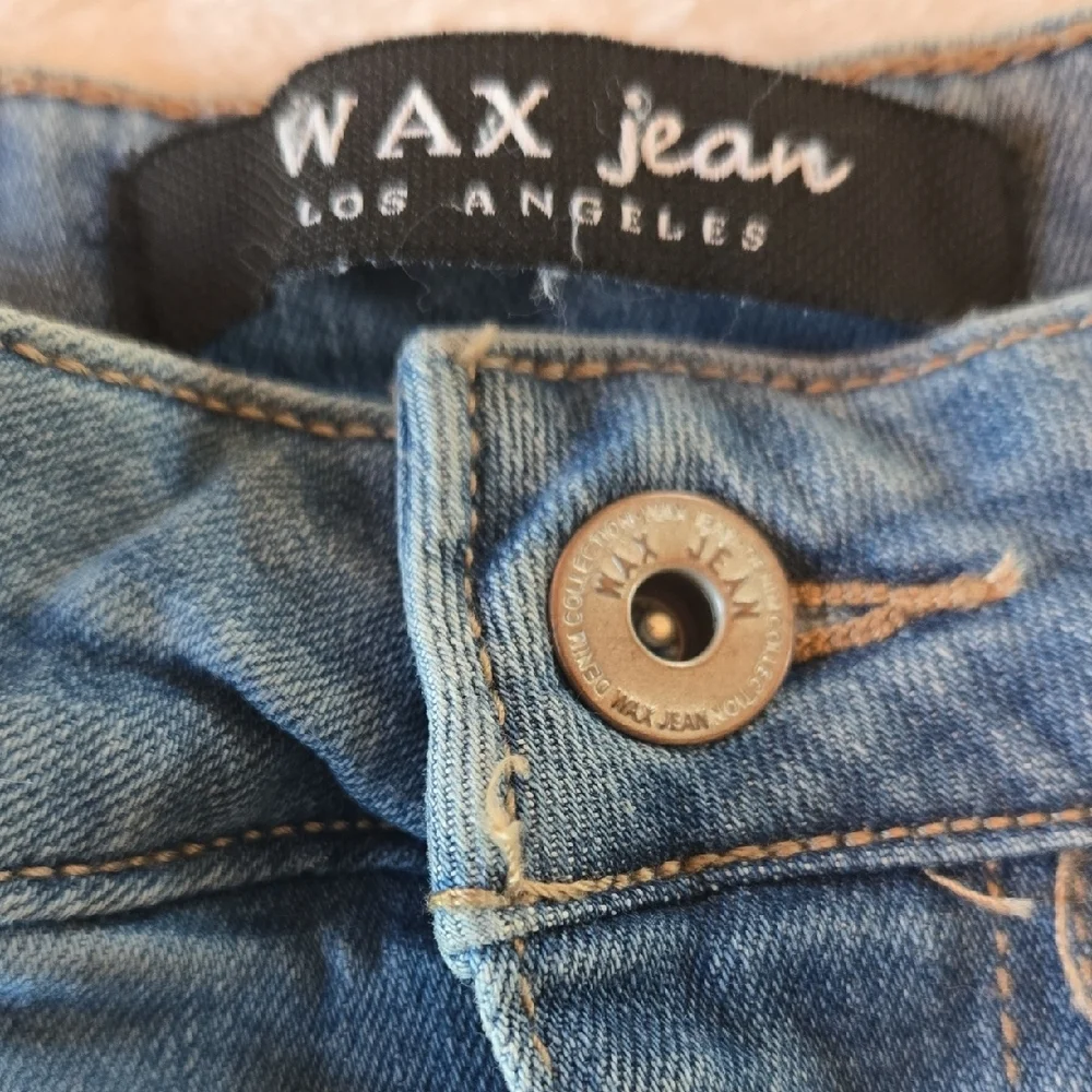 Wax Jeans LA Med Cut-Off Jean Skirt Daily Distressed Denim Club Beach Festival - Picture 3 of 7